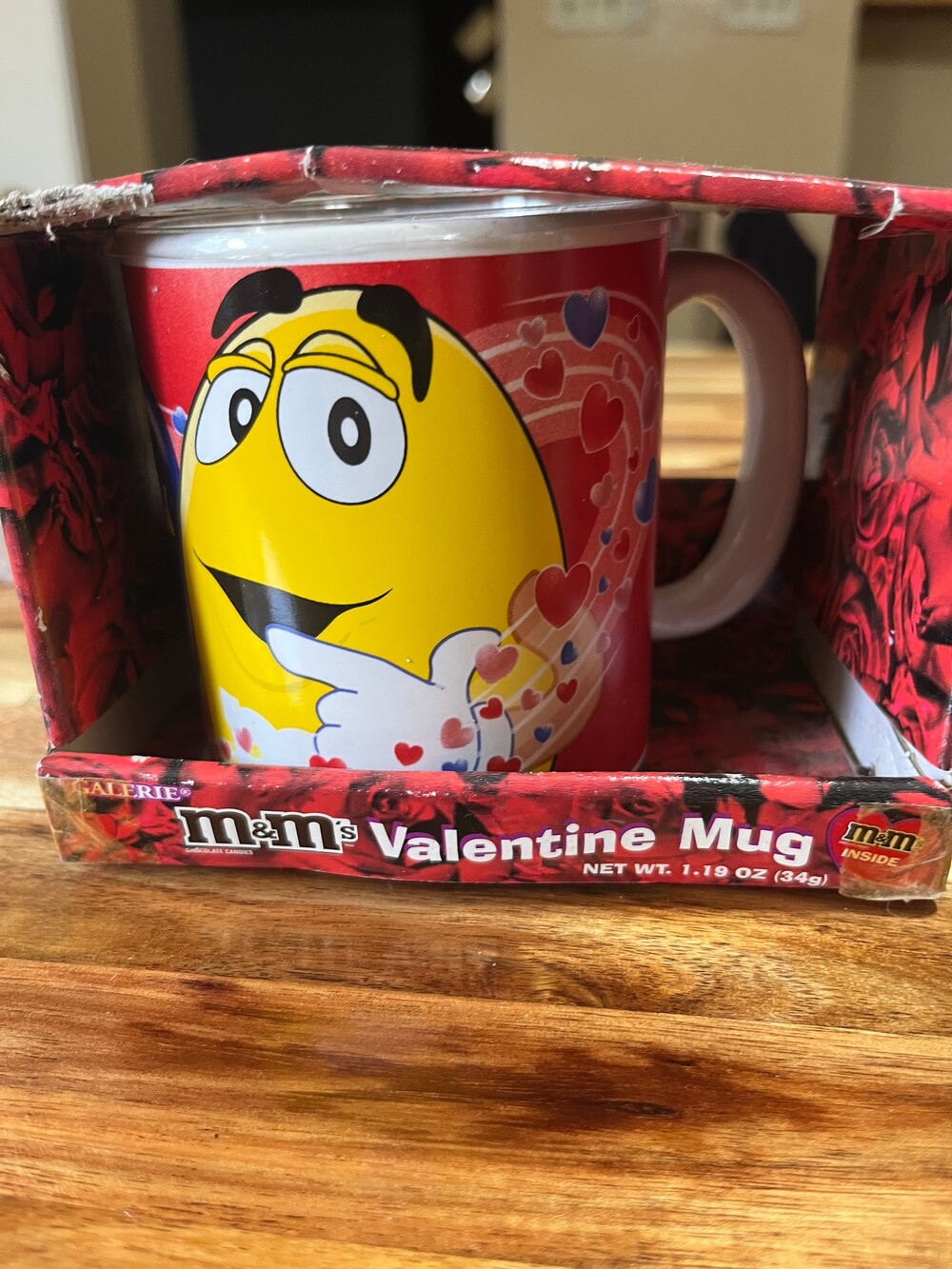 m&m's valentine mug ceramic featuring Yellow character